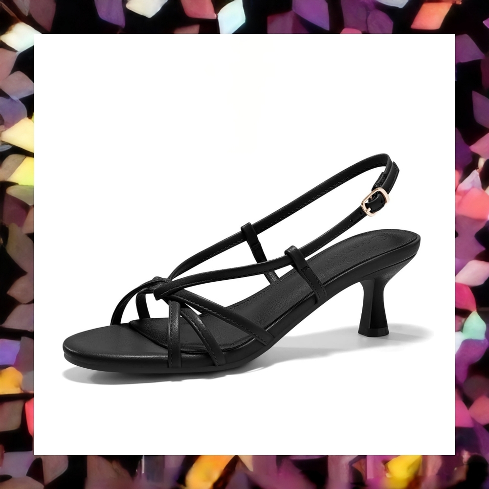 Strappy Sandals Slingback Kitten Heels Open Toe Summer Dress Shoes - 8.5 - NEW